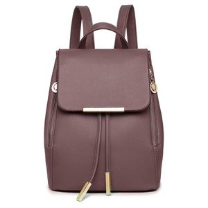 B&E Womens Mini Backpack - Brown + Gold